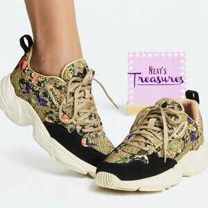 Adidas Supercourt RX FV1180 Floral Black Tan Pink Lace Up Tennis Shoes Size 6.5